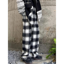 Men Pants Autumn Winter Woolen Fabric Versatile Casual Straight Wide Leg Contrast Male Trousers 9A5551