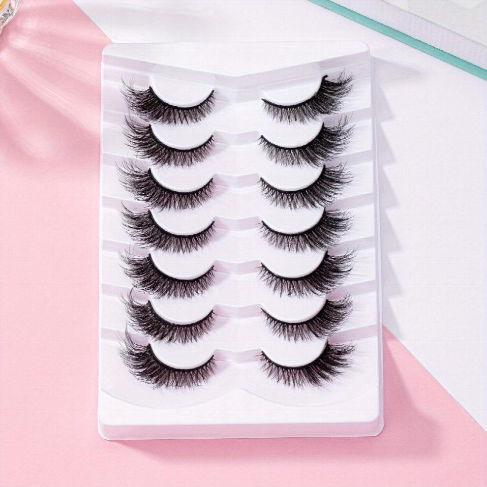 Multicoloured 7 Pairs False Eyelashes Faux Mink Hair Lashes Eye End Lengthening Cat Eye Lashes Fluffy Soft Dramatic Eyelashes