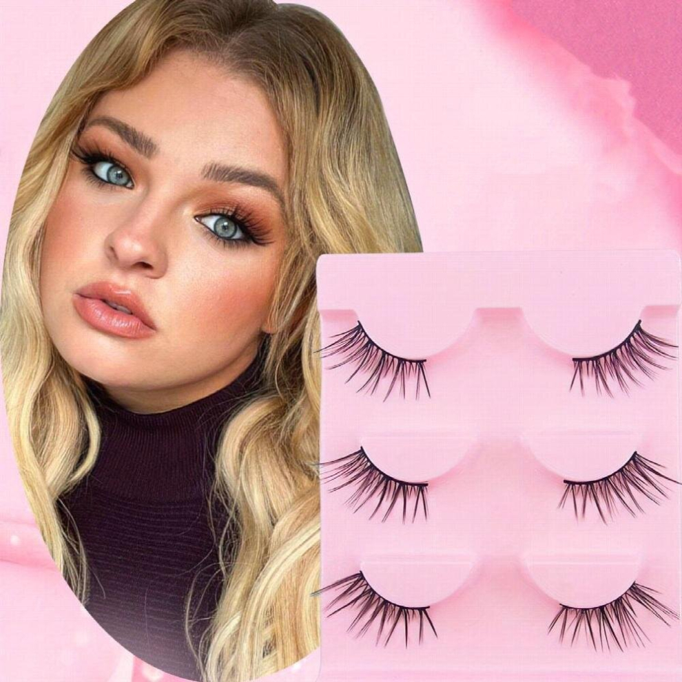 3 Pairs Half Eye Lashes Cat Eye Fluffy All match Lashes Makeup Faux Mink False Eyelashes