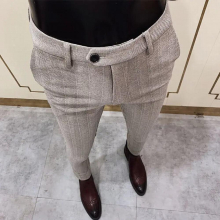 Winter Mens Casual Woolen Suit Pants Male High Business Long Trousers Mens Clothing Straight Casual Pants L88