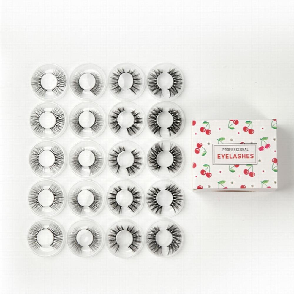 Black 20 Pairs Faux Mink Lashes Faux Eyelashes Mink False Eyelashes Volume Lashes Eyelash Extension For Natural Makeup