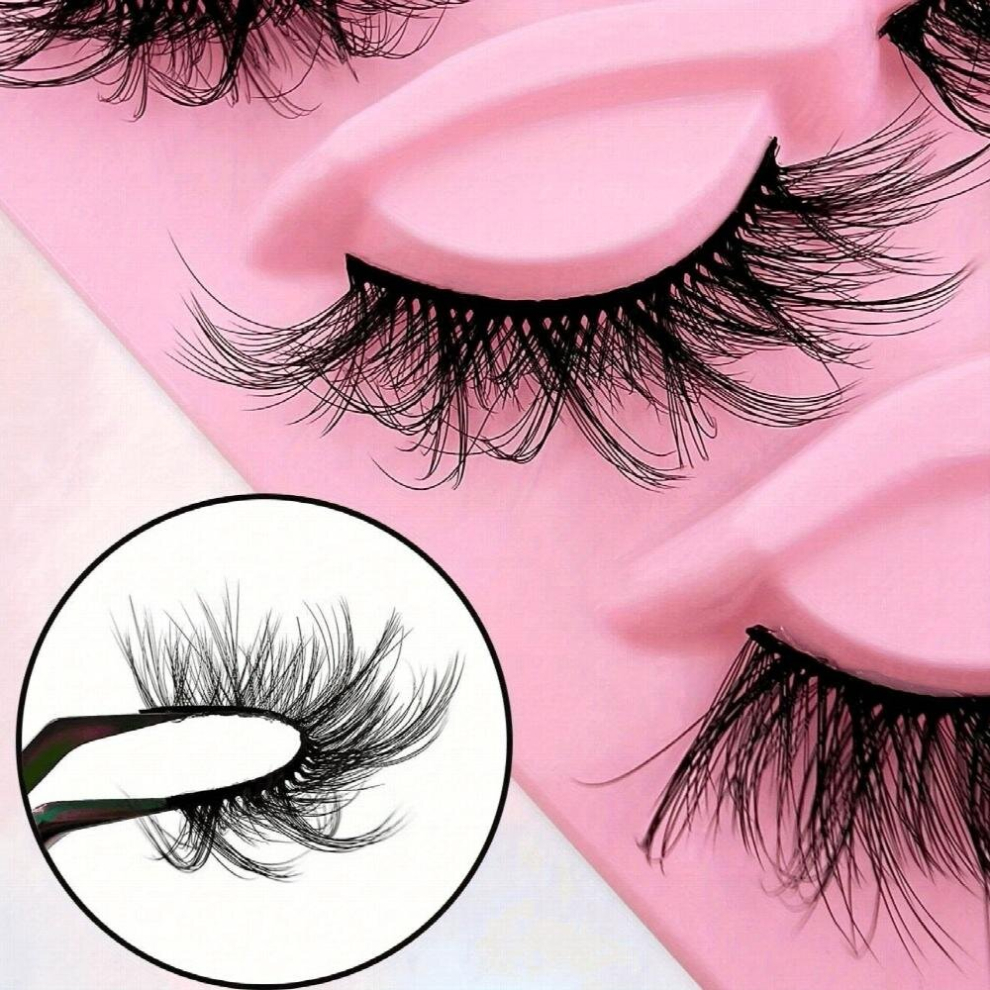 Multicoloured 5 Pairs False Eyelashes Cat Eye Fluffy Cross Lashes Curling Faux Mink False Eyelashes