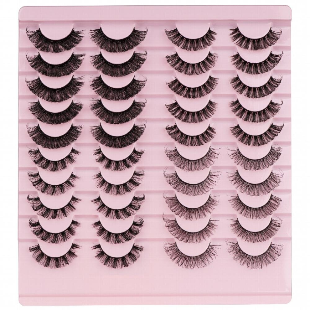 20 Pairs False Eyelashes Exaggerated Thick Lashes Cat Eye Fluffy Faux Mink Lashes For Daily & Party Makeup