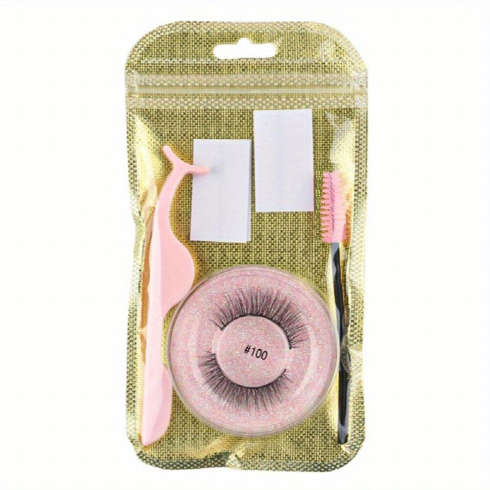 Reusable Self Adhesive Eyelashes Glue 3d Wispy Natural Makeup Lashes With Auxiliary Tools Applicator Eyelash Brush Fluffy Thick Eyelashes Extension