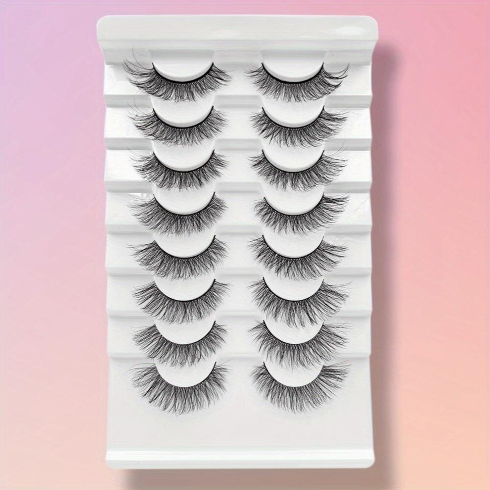 8 Pairs False Eyelashes Natural 3D Silk False Eyelashes Slender Curling Lashes Extension 13 15mm