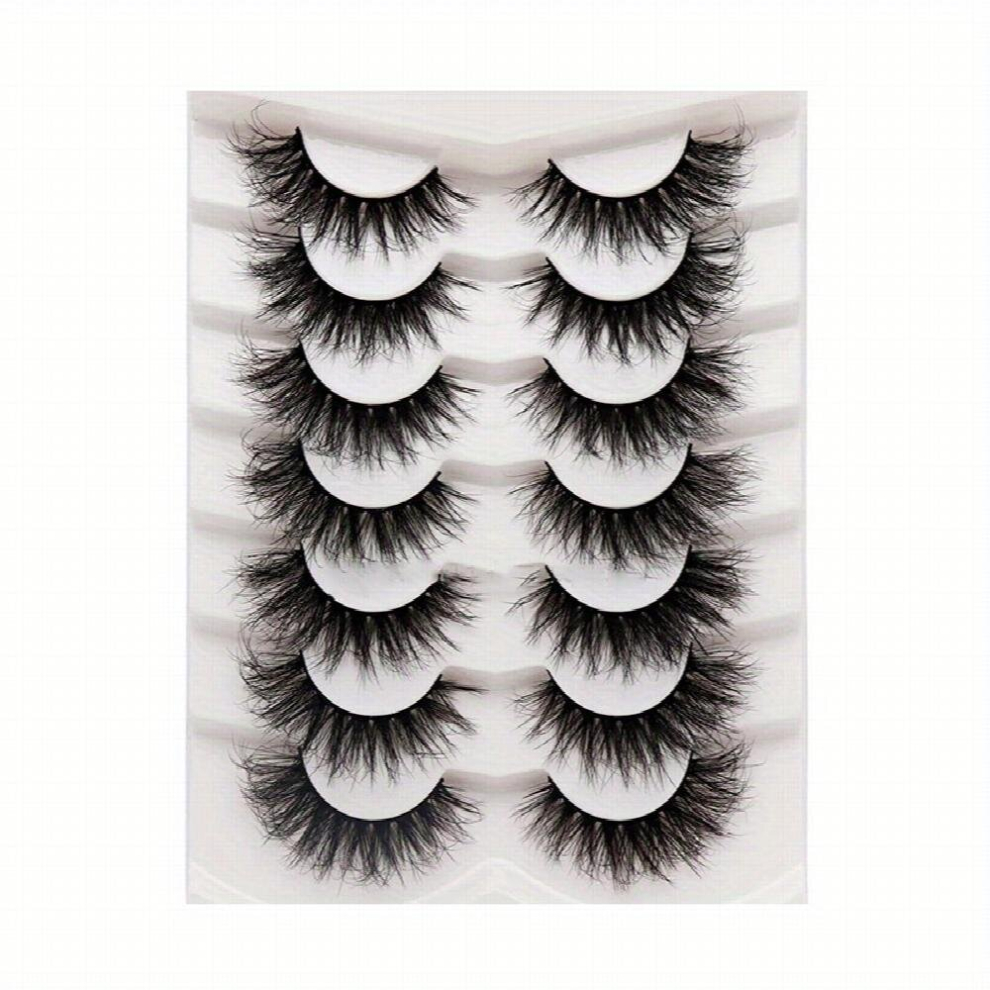 7 Pairs Faux Mink Lashes Messy Fluffy Wispy Curly 3D Crisscross Style False Eyelashes Extension For Girls And Women Daily Party Stage Makeup