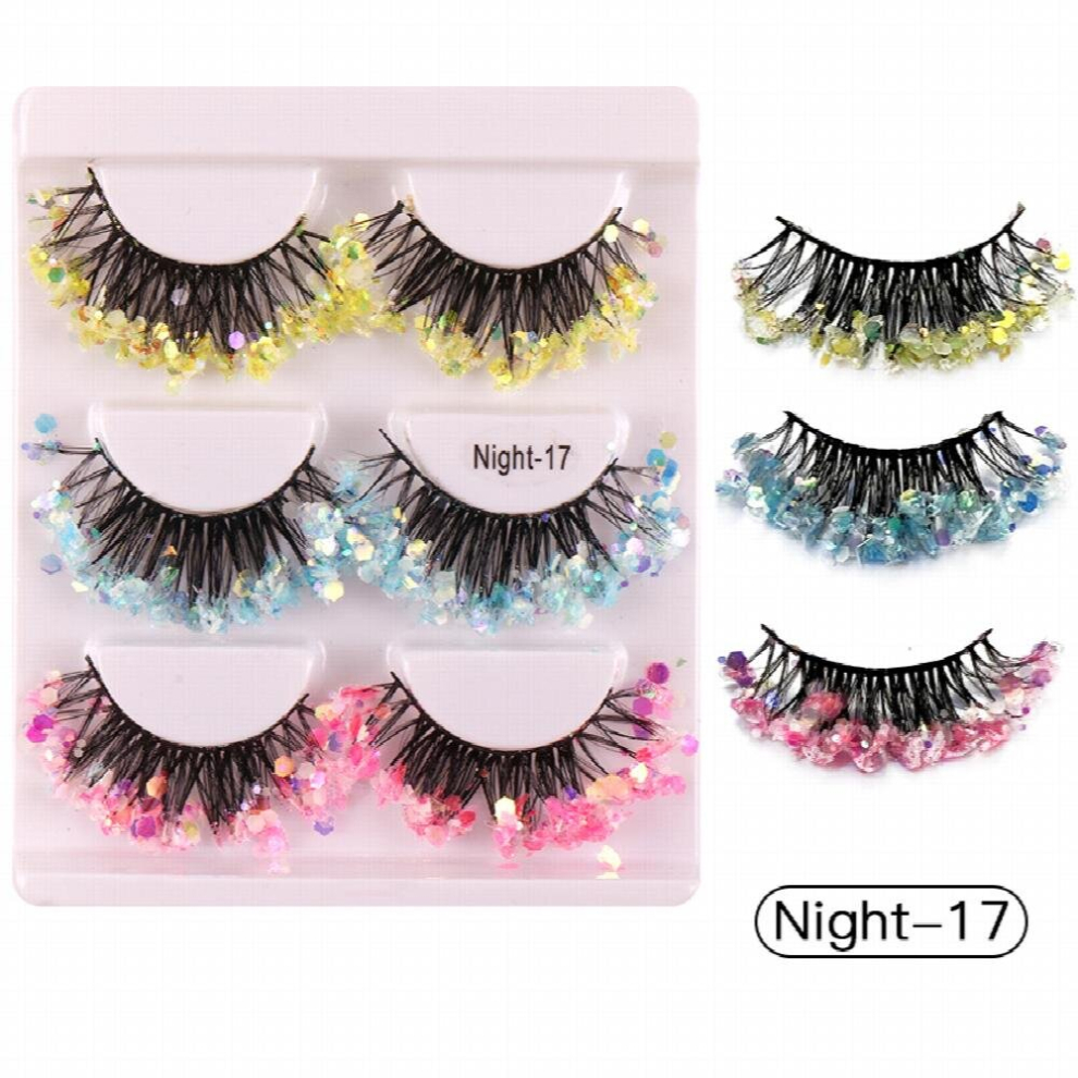 Party Eyelashes Fiber Sequins False Eyelashes Luminous Stage Performance Long Curled Eyelashes For Women