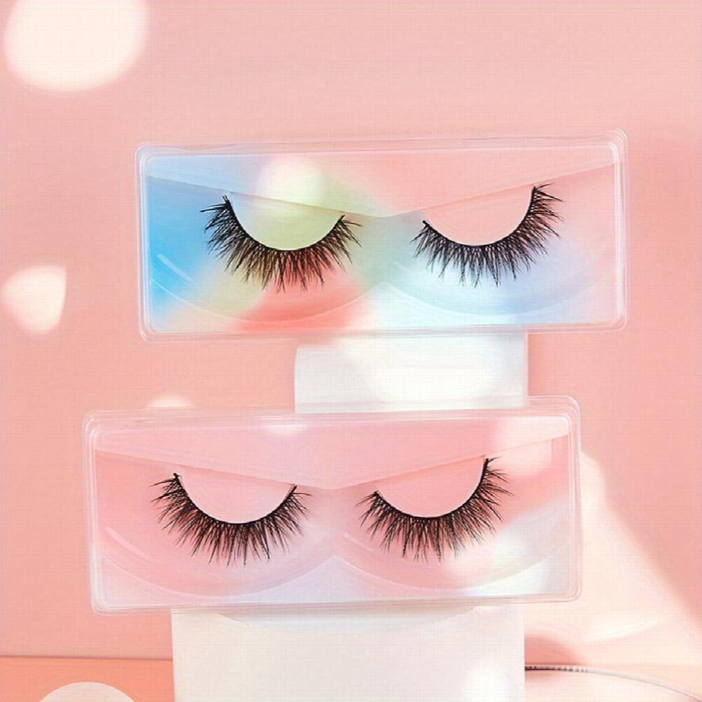 2 Pairs 10mm Fluffy Wispy Manga Lashes Natural Crisscross Anime Lashes Style False Eyelashes With Portable Case