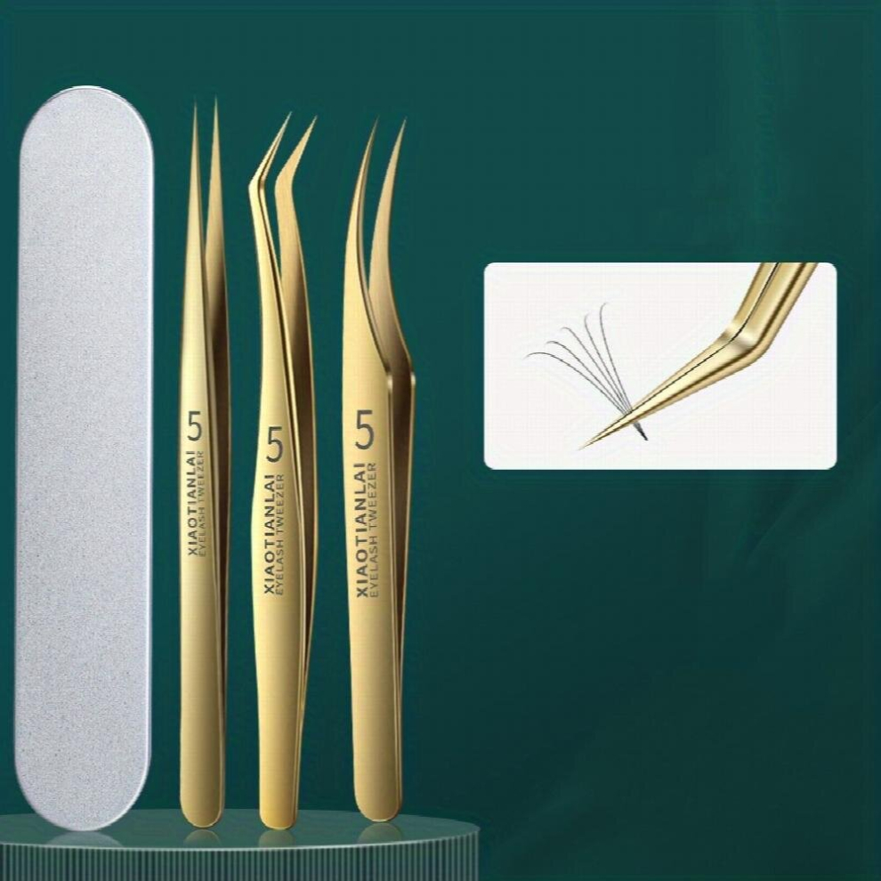 Multicoloured Eyelash Extension Tweezers Stainless Steel 3Pcs Set Precision Eyelash Tweezers Professional Lash Tweezers For Volume & Individual Lash Extensions For
