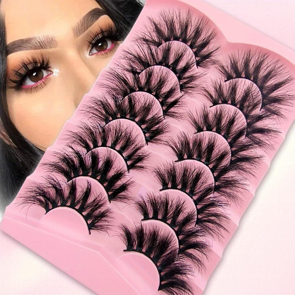 Multicoloured 7 Pairs Cat Eye Lashes Fluffy Thick Curling False Eyelashes Faux Mink False Eyelashes