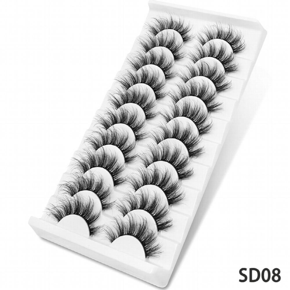 Multicoloured 10 Pairs 6D Faux Mink Lashes Natural False Eyelashes Fluffy Dramati Lashes Makeup Eyelash Extension
