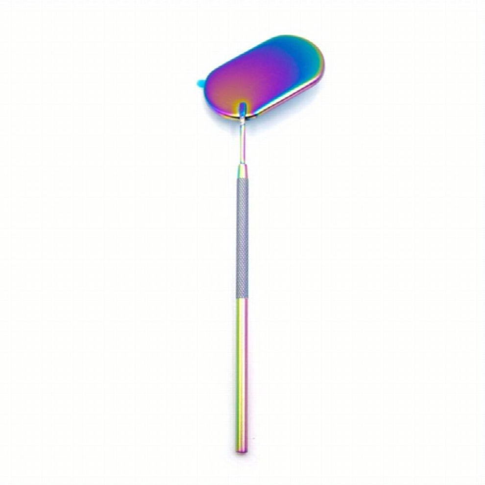 Multicoloured 1Pc Lash Mirror Handheld Inspection Mirror For Grafting Eyelashes Stainless Steel Eyelash Mirror Makeup Mirror For Lash Extension Supplies