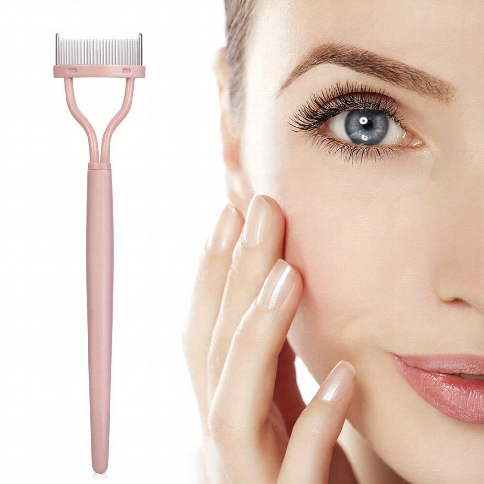 Pink,Multicoloured Pink Metal Eyelash Comb And Separator Tool Foldable Brush And Comb For Girls And Women Perfect For Eyelash Grooming And Styling