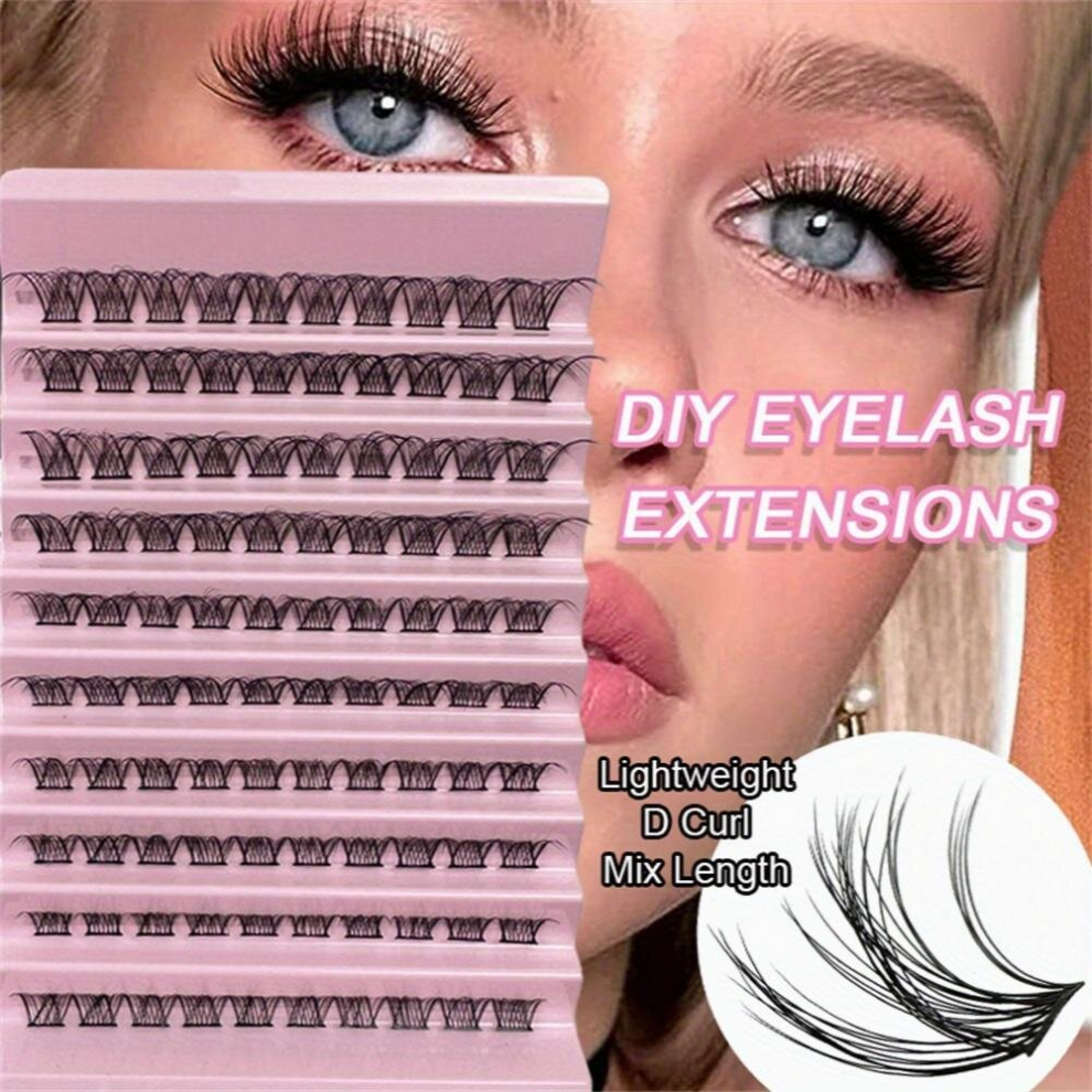 Multicoloured Cluster Lashes D Curl Individual Lash Clusters False Eyelashes Extension Natural Look Reusable