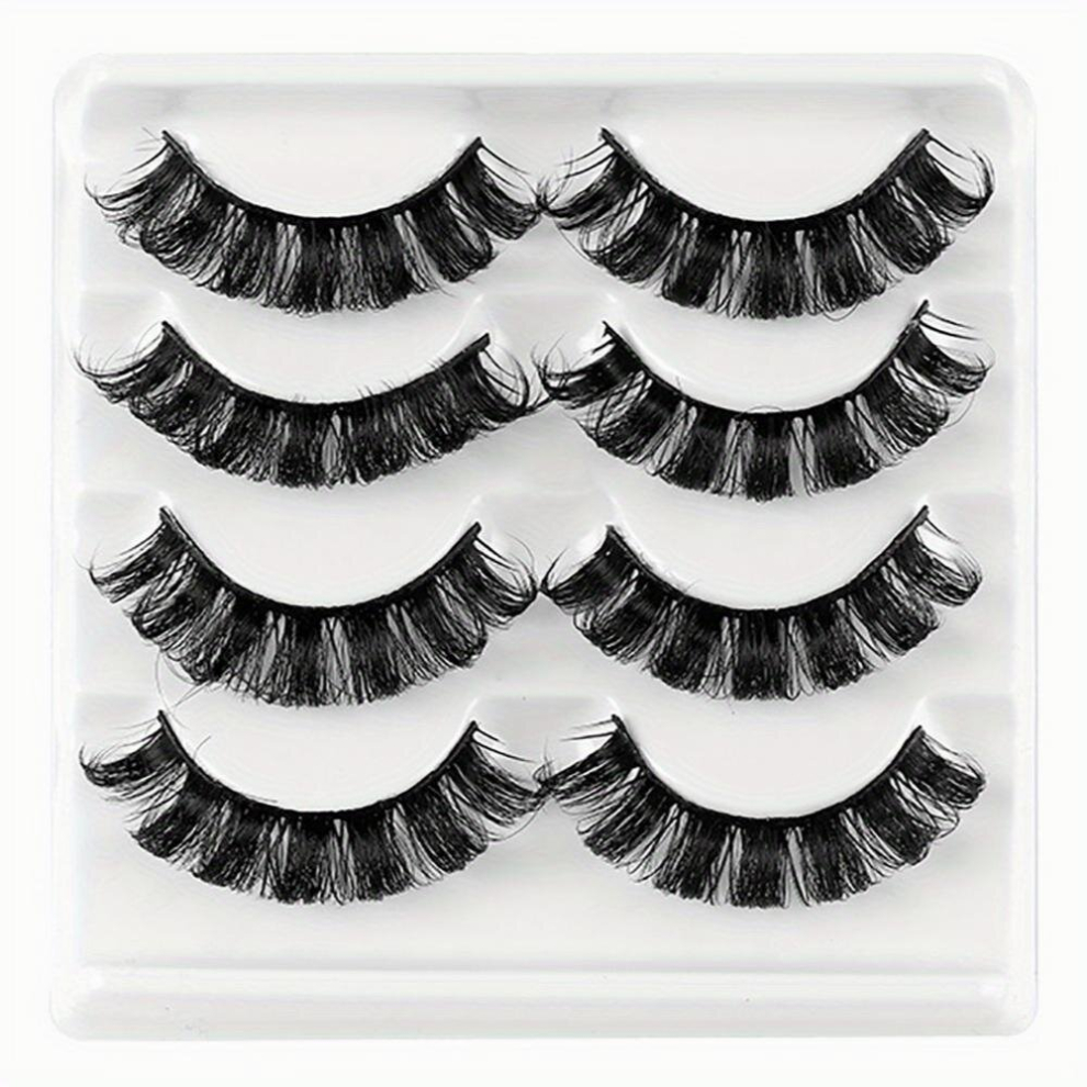 Multicoloured 4 Pairs False Eyelashes Dramatic Curling Volume Lashes Natural Look Chemical Fiber Thick Lashes