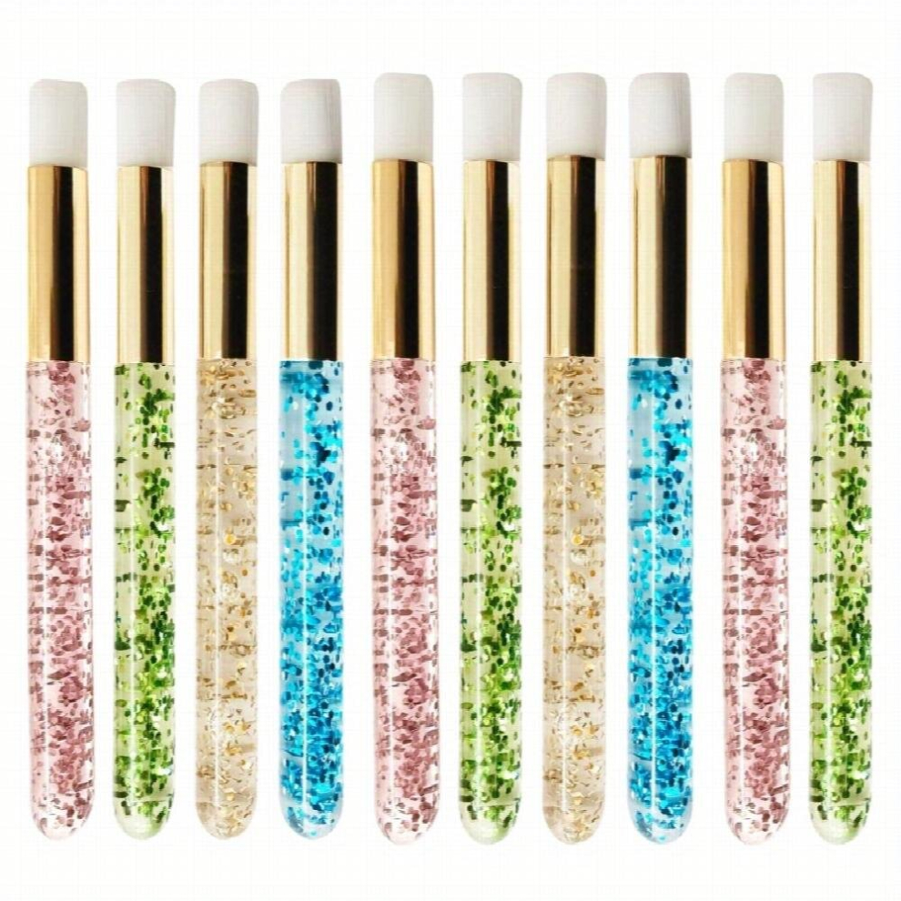 Multicoloured 10 Pieces Eyelash Shampoo Brushes Facial Cleansing Makeup Brushes Lash Extension Cleanser Brush Glitter Cleaning Brush For Cosmetic Makeup Face Eyelas