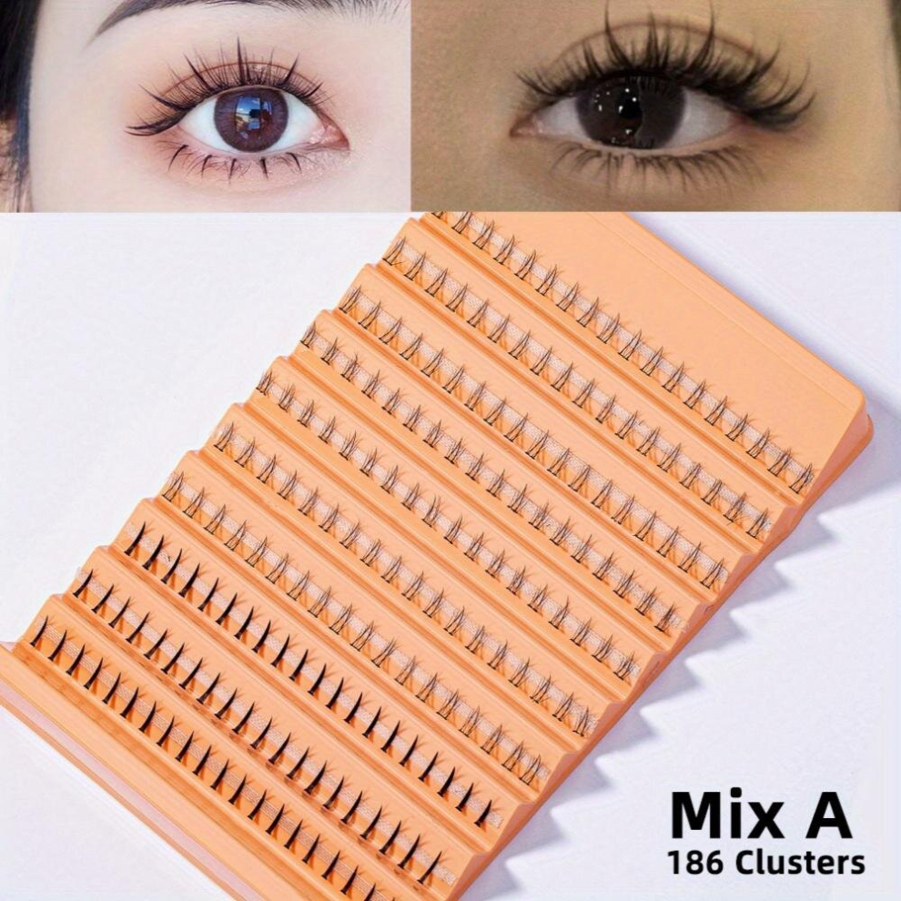 Wispy Volume Individual Lashes Extensions 186 Cluster Lashes for DIY At Home False Eyelashes