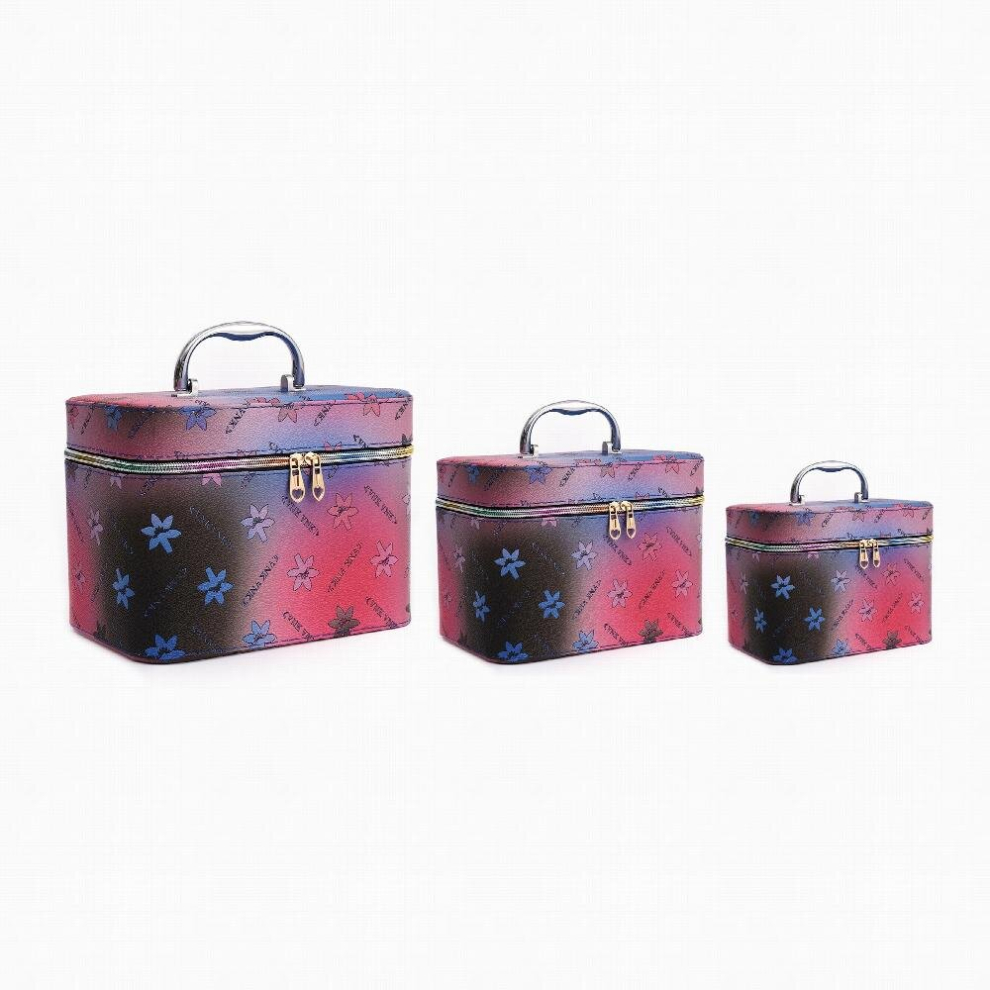 3pcs Floral Pattern Toiletry Makeup Bag Makeup Artist Professional Cosmetic Case Portable Travel Case With Handle Cosmetic Organizer Case For Women Ho
