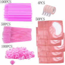 Eyelash Extension Supplies Set Lashes Micro Brush Tape Glue Ring Eye Pad Mascara Applicator Eyelashes Tool