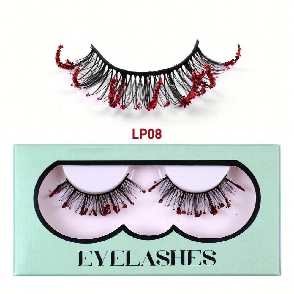 Glitter False Eyelashes D Curling Sequin Decorative Lashes For Halloween Stage Party Cosplay Makeup