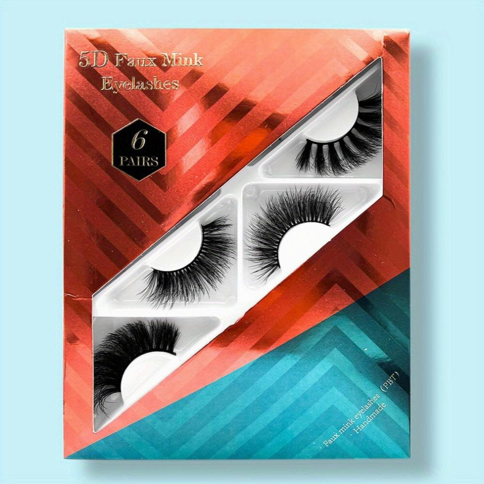 6 Pairs False Eyelashes 3D Thick Faux Mink Eyelashes Long Wispy Lashes