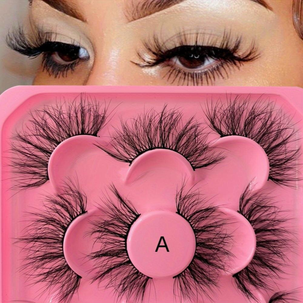 5 Pairs Fluffy False Eyelashes Thick Volume Faux Mink Slender Lashes Extension