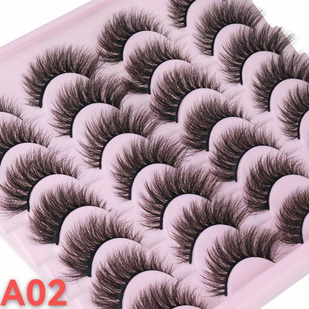 14 Pairs Faux Mink Lashes Fluffy Natural Look False Eyelashes 5D Volume 16mm WispyFake Eyelashes