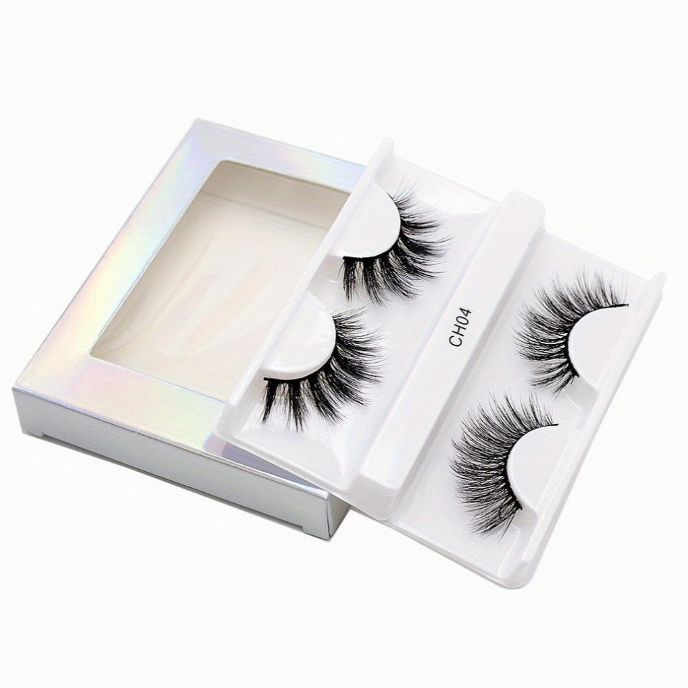 2 Pairs 8D Natural Thick False Eyelashes layer Thick Cross Faux Mink Hair Lashes Curling Natural Easy Applying