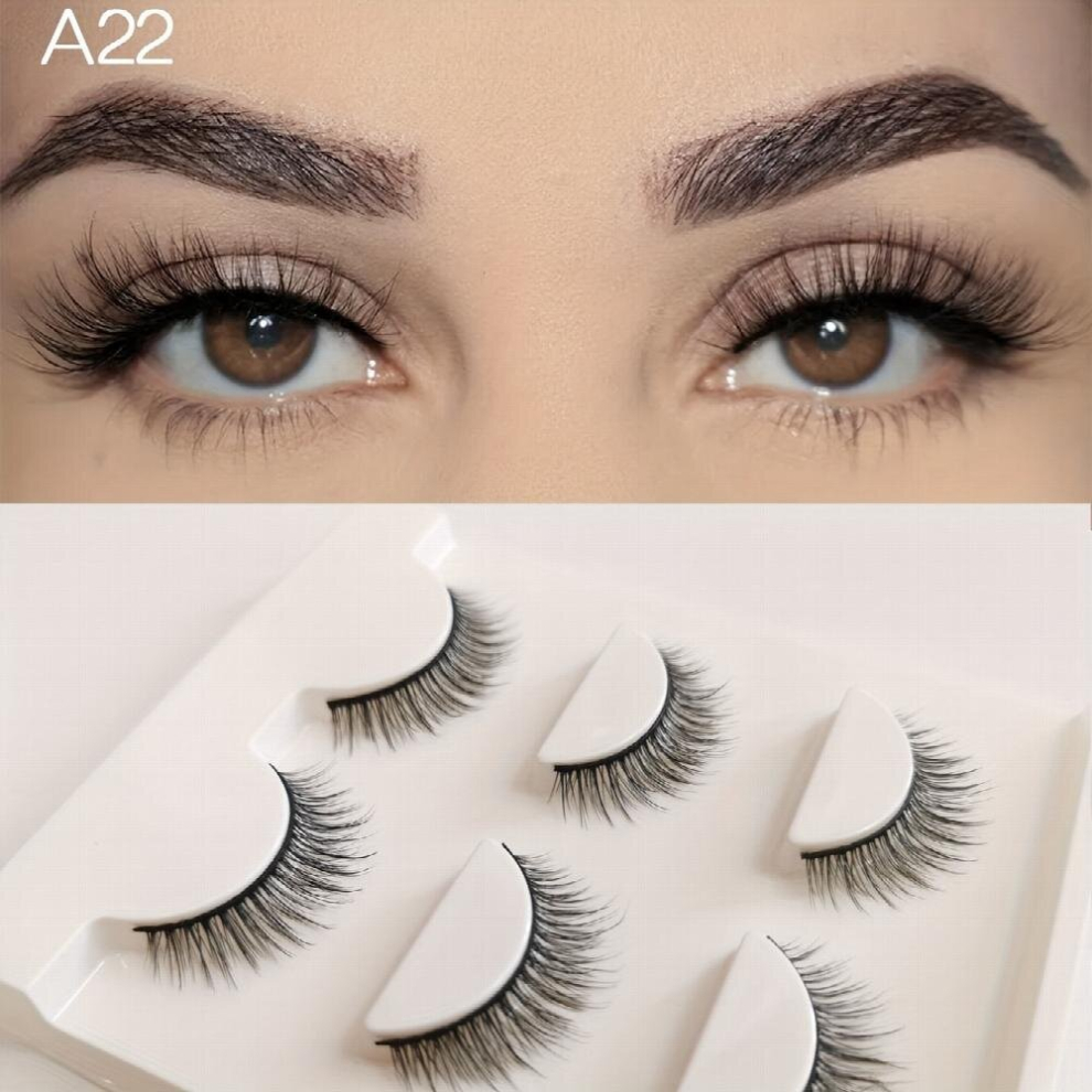 3 Pairs False Eyelashes Natural Look 3D Fluffy B Curling Faux Mink False Lashes