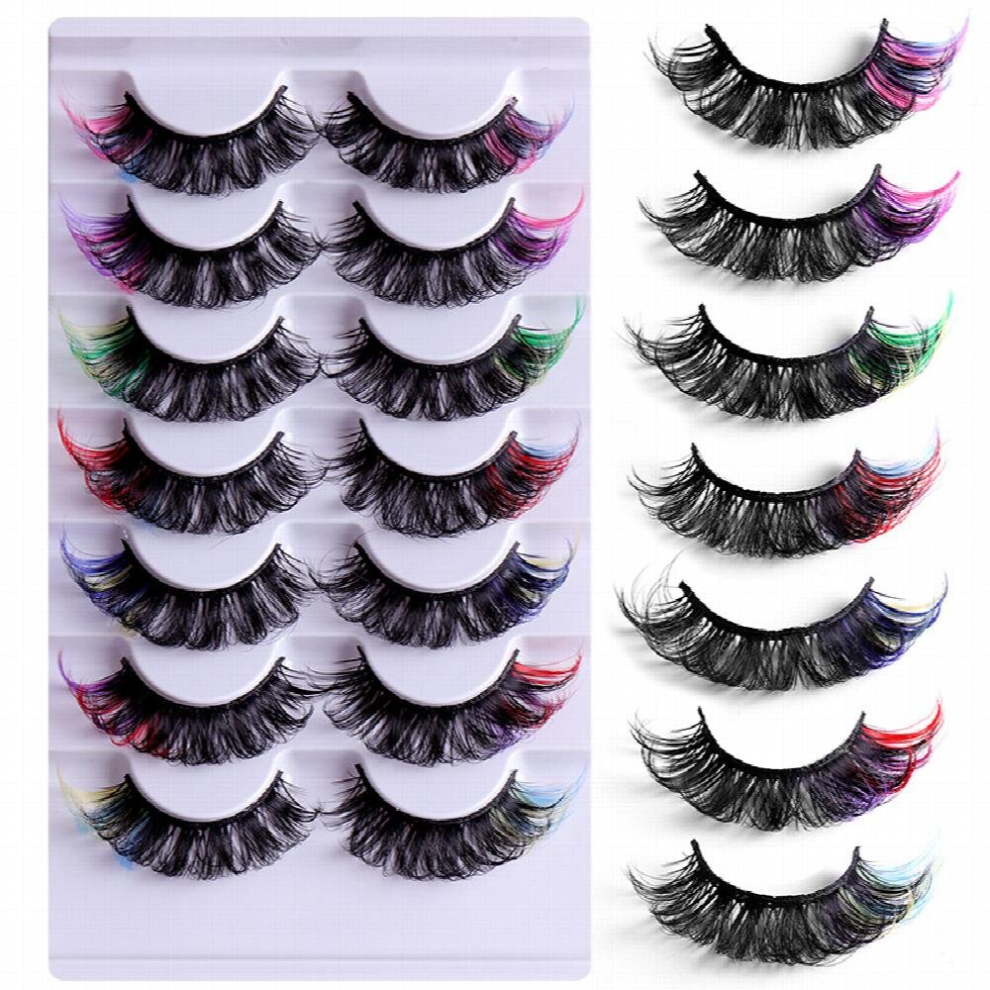 Multicoloured Fluffy Long Wispy Faux Mink Lashes Dramatic Colored Eyelashes For A Natural And Look