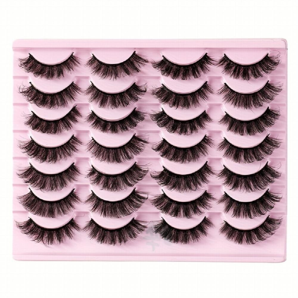 Multicoloured 14 Pairs Fluffy Eyelashes Faux Mink Lashes Natural Look Messy Fluffy False Eyelash Look Like Eye Extension