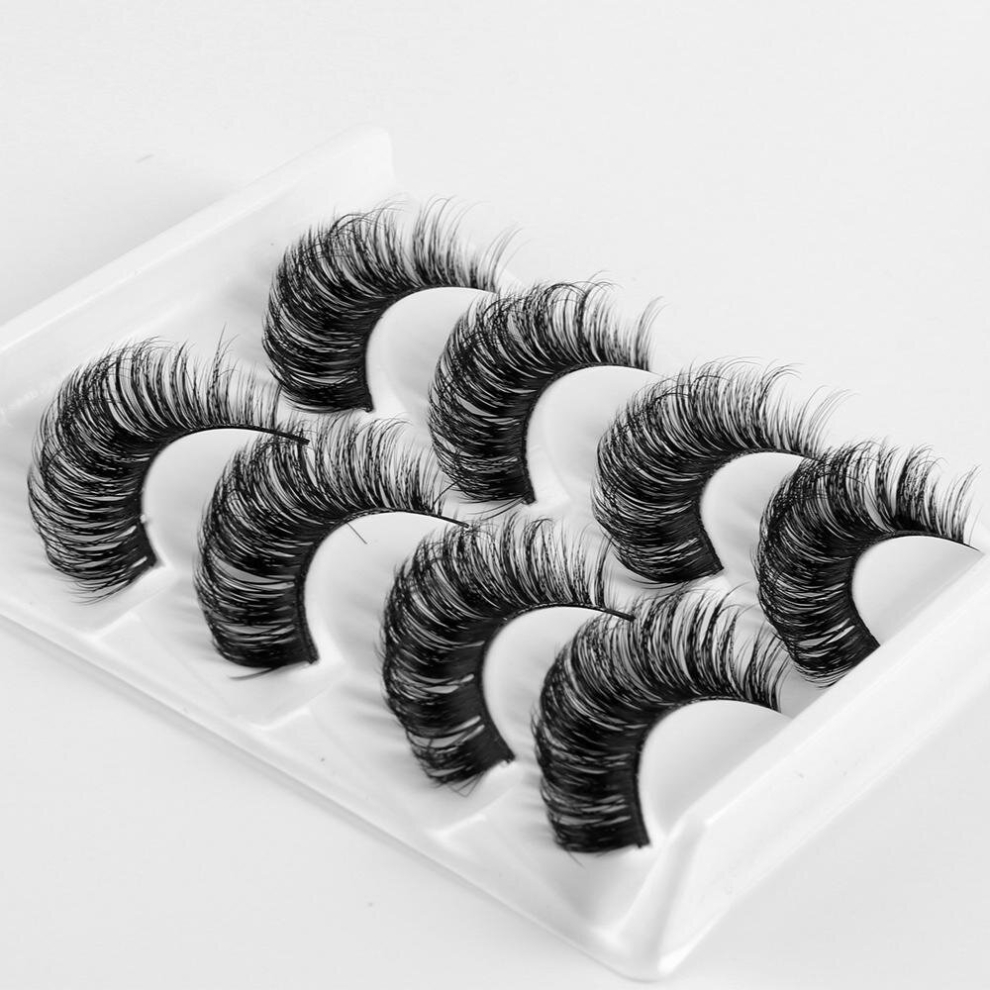 4 Pairs of Fluffy Natural Looking Volume Eyelashes Perfect for Daily Party or Makeup