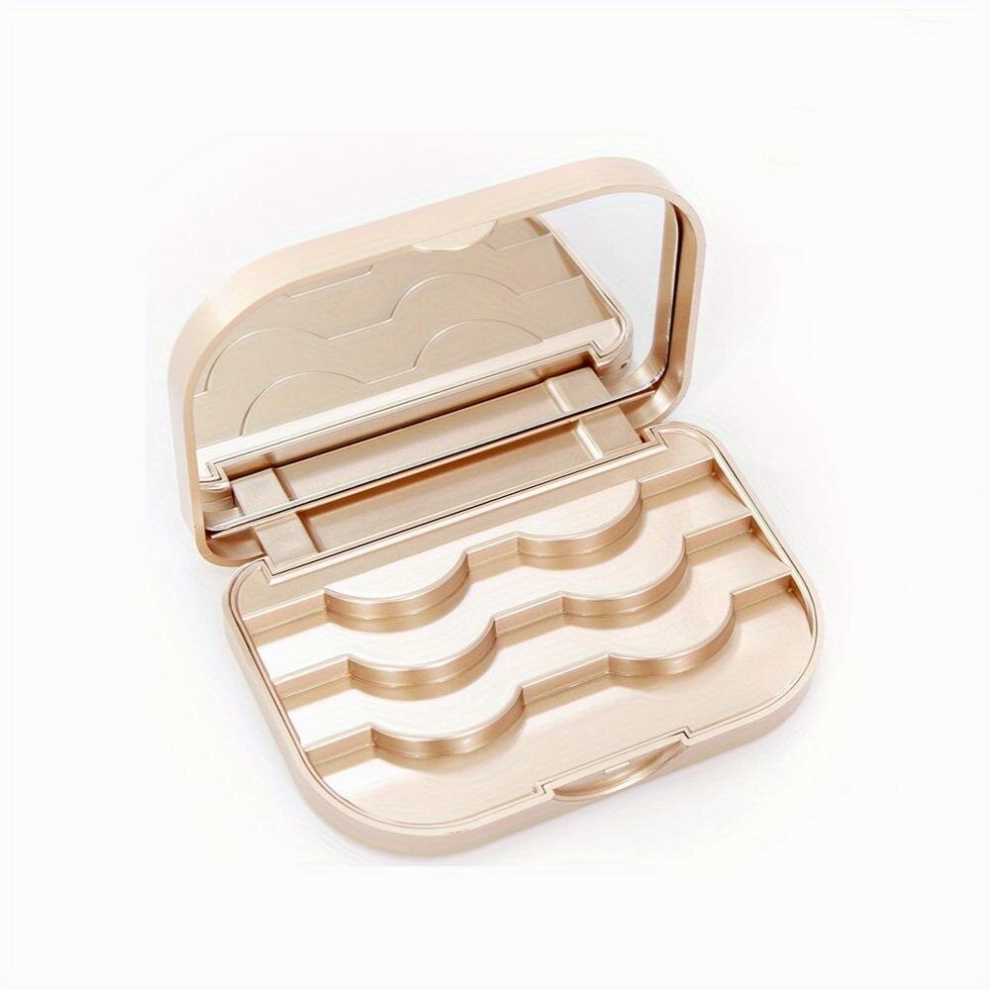 False Eyelash Storage Case With Mirror Lash Organizer Holder Box Empty Makeup Cosmetic Travel Case Storage 3 Pairs Eyelashes Golden &