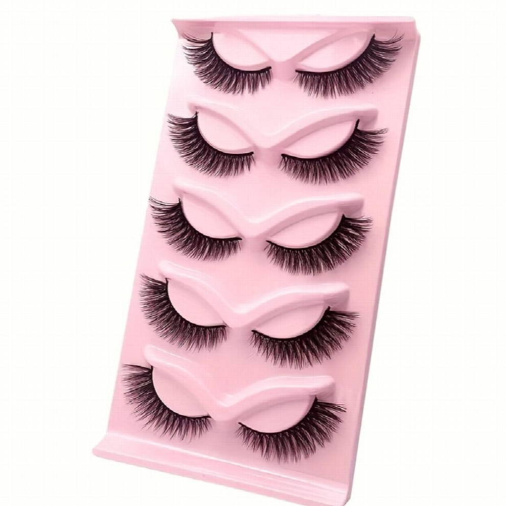Multicoloured 5 Pairs False Eyelashes Fluffy Curly Lashes Cat Eye Effect Eyelashes Natural Look Mink Eyelashes False Eyelashes Reusable Natural Eyelashes