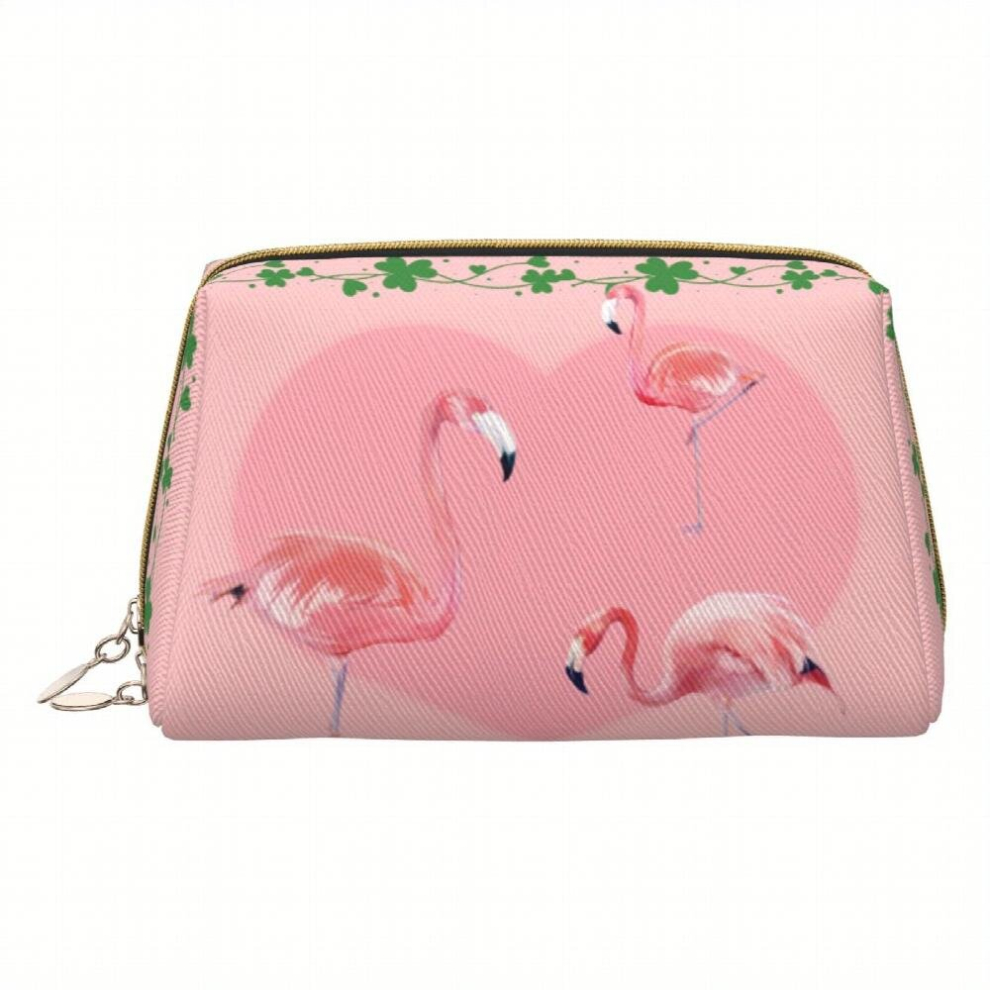 Pink Flamingo Pattern Cosmetic Bag Roomy Zipper Makeup Pouch Waterproof Toiletry Bag Gift For Girls And Women