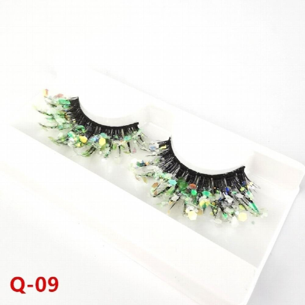 1 Pair Glitter False Eyelashes Dramatic Fluffy Makeup Lashes Sparkling Sequins Thick & Exaggerated Eyelashes For Stage Cosplay Costume Parties Christm
