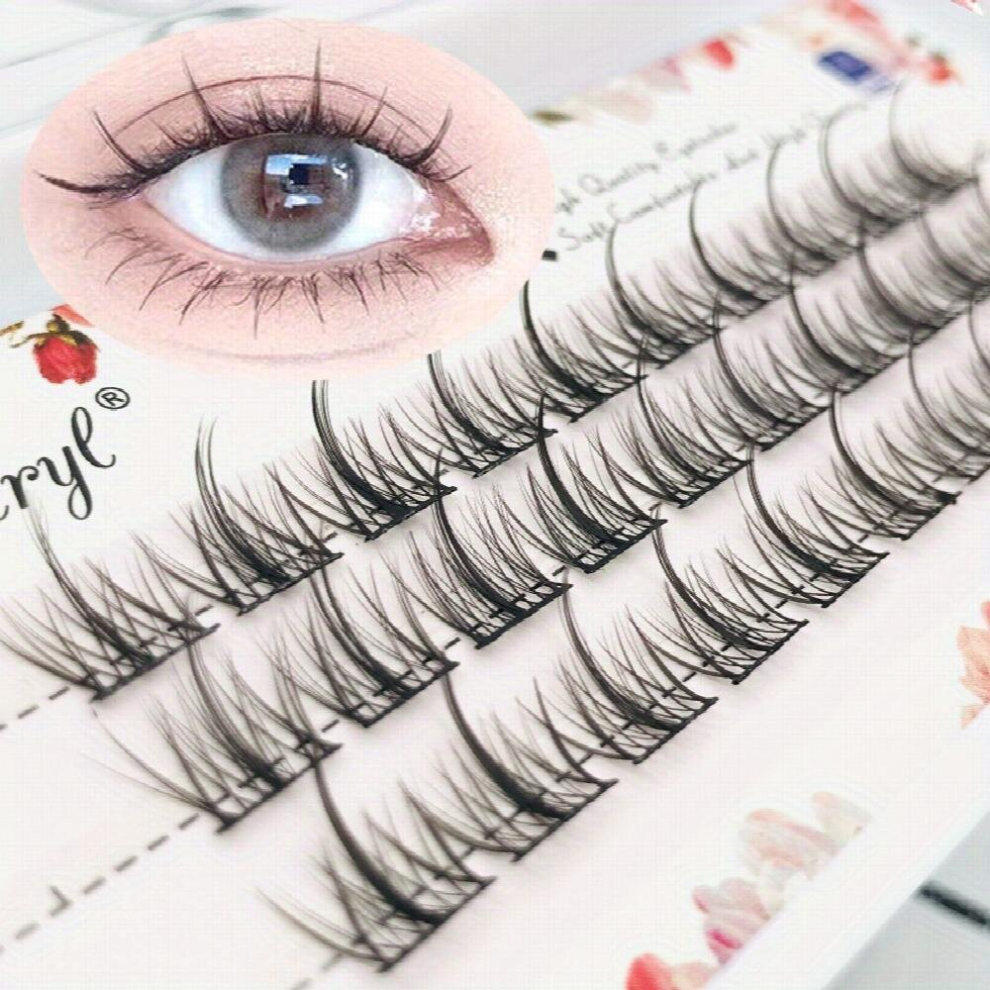 3 Pairs DIY Lashes Segmented False Eyelashes Spikes Eyelash Individual Eyelashes Extensions Premade Volume Fans Lashes For Lazy People Makeup Tools