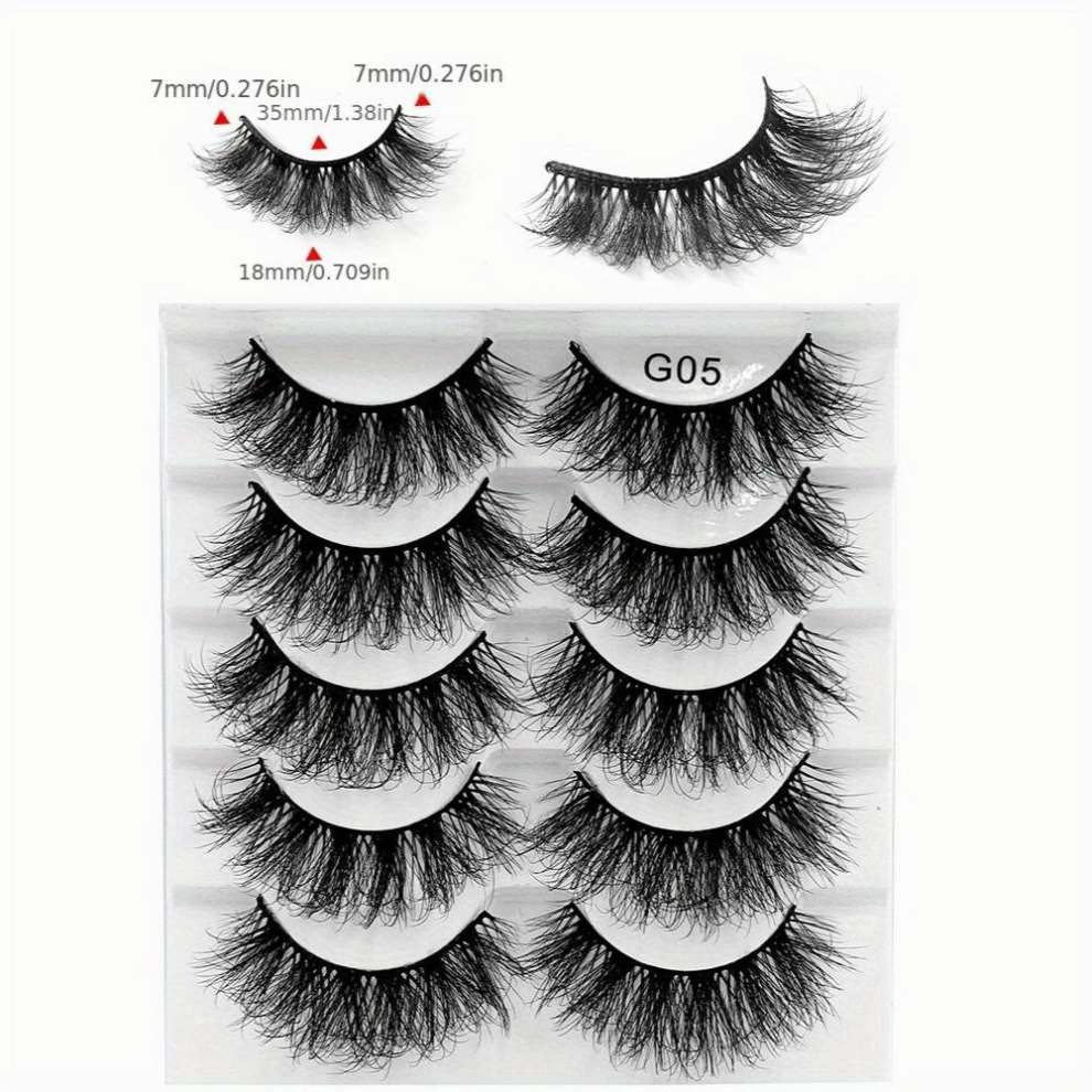 5 Pairs Messy Layer Thick Lashes Crisscross Curly Faux Mink Eyelashes Natural Volume Fluffy Makeup False Eyelashes