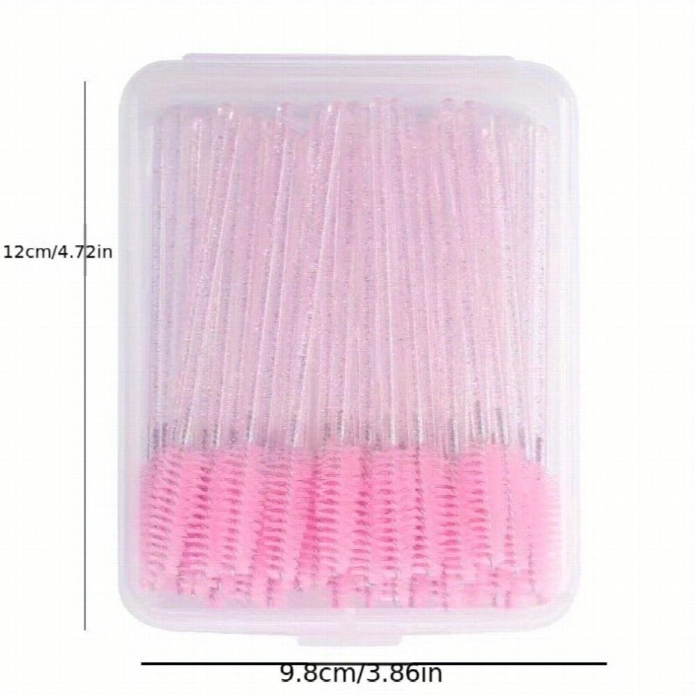 Pink 100Pcs Mascara Brushes Crystal Eyelash Brushes Mascara Wands Applicator Eyelash Extensions Makeup Tools Eyebrow Brush