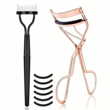 Eyelash Curler Kit Lash Curlers With Mascara Applicator Eyelashes Separator Comb & 6 Replacement Refill Pads Golden