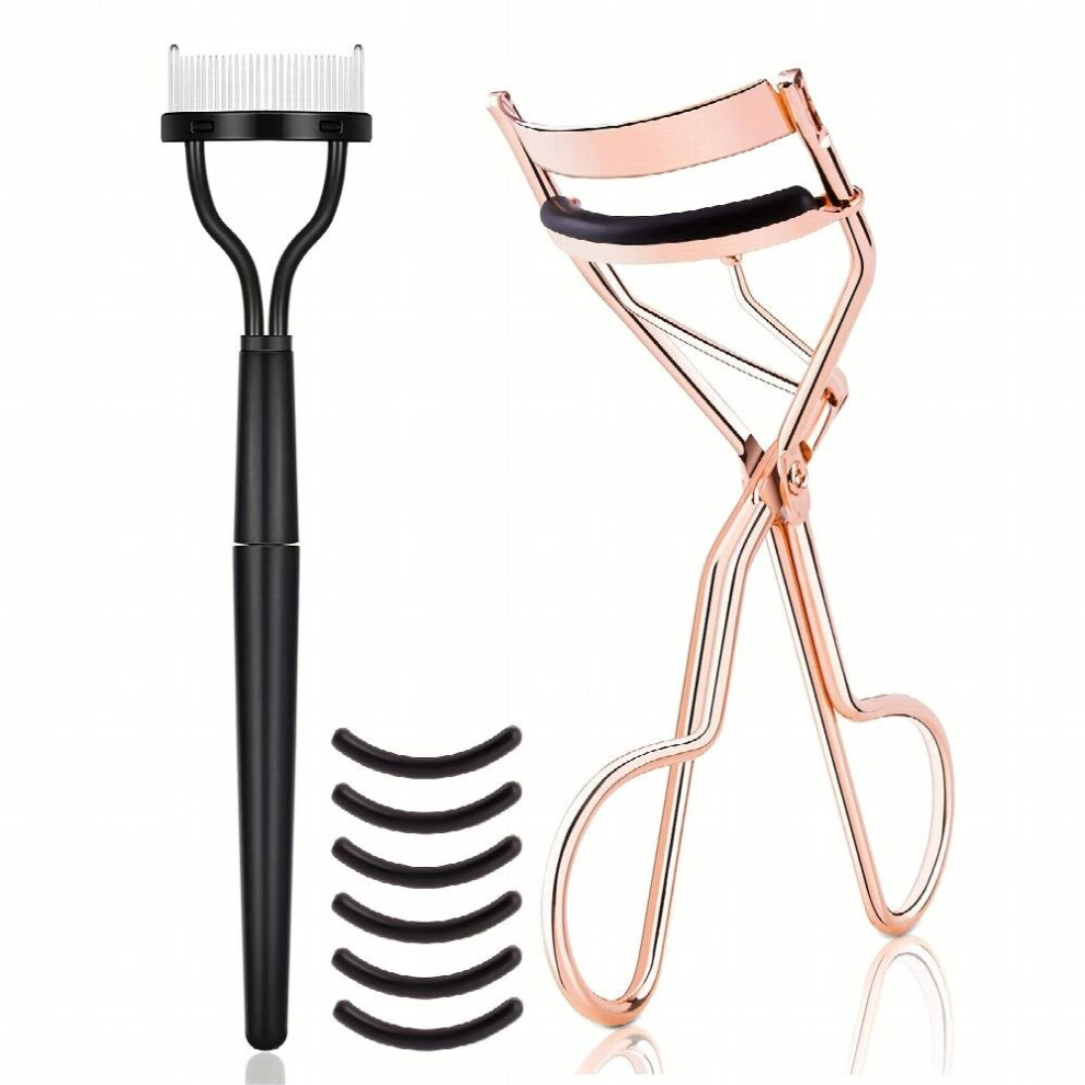 Multicoloured Eyelash Curler Kit Lash Curlers With Mascara Applicator Eyelashes Separator Comb & 6 Replacement Refill Pads Golden