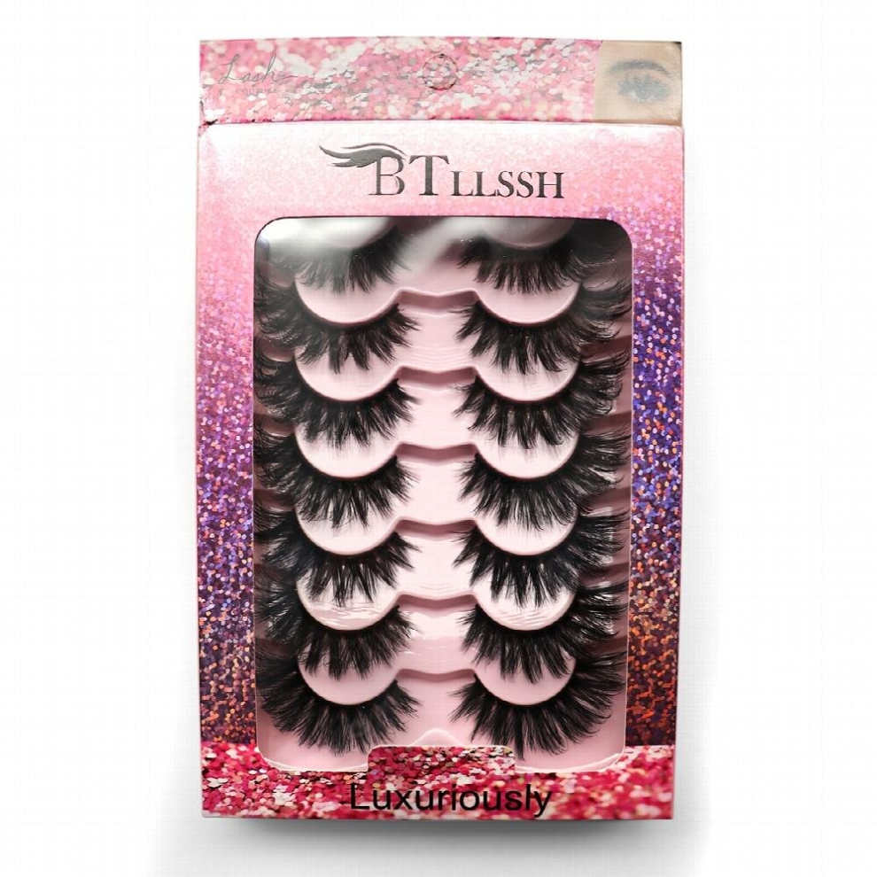 4 Pair Full Strip Eyelashes Exaggerated Thick Curling 17mm Fluffy And Slender False Eyelashes Voluminous Cross Style