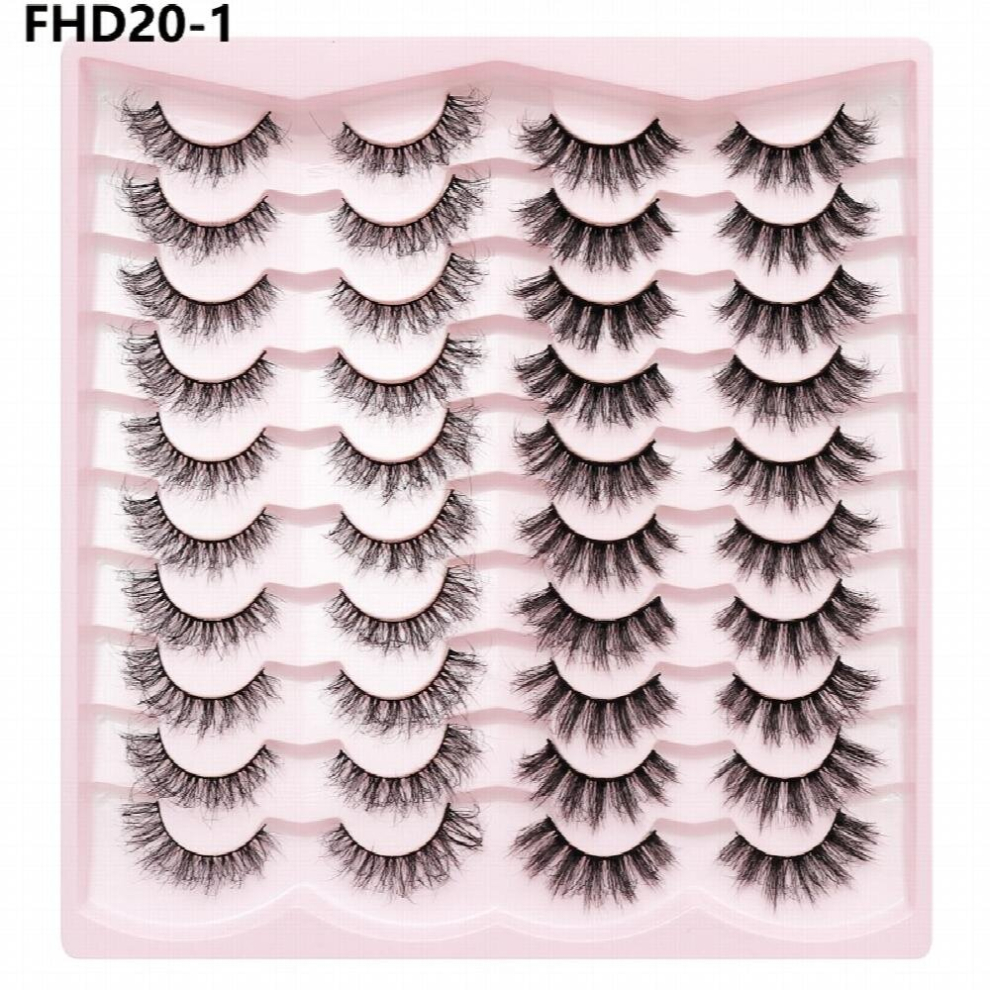 20 Pairs False Eyelashes Fluffy Faux Mink Hair Thick Crossed False Eyelashes