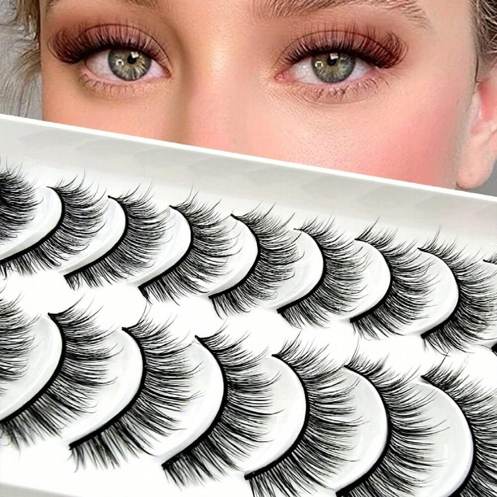 Multicoloured 10 Pairs Fluffy Faux Mink False Eyelashes Natural Look Cat Eye Lashes For A Stunning Look