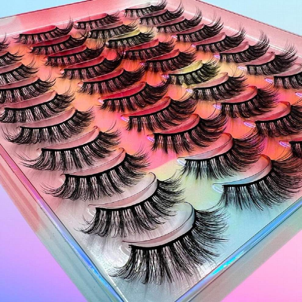 Multicoloured 20 Pairs Dramatic Volume 3D Faux Mink Lashes Natural False Eyelashes For Eyelash Extensions