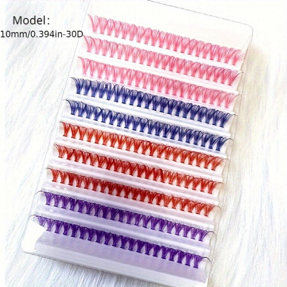 10 14mm Clusters Lashes 30D 200pcs Individual Natural Soft Faux Mink False Eyelashes Premade Spiky Curling Lashes Professional Makeup Eyelash Extensio