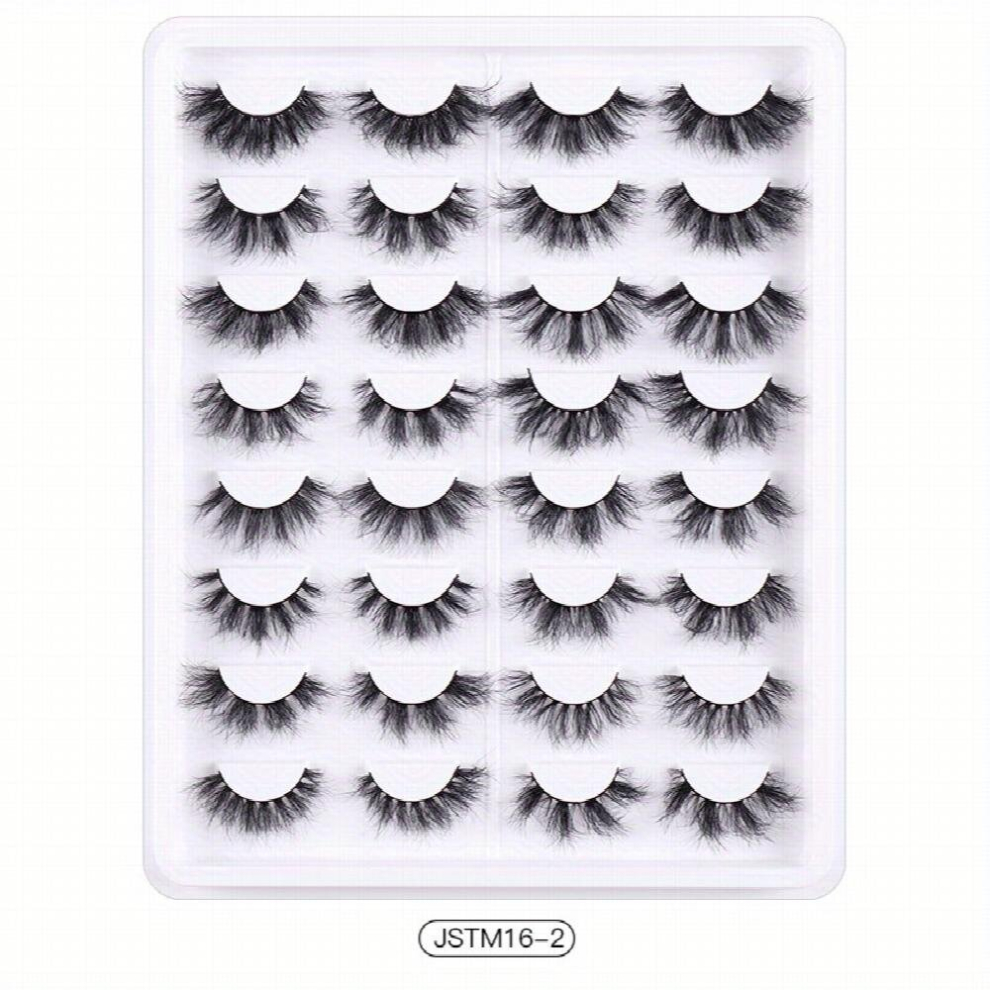 Multicoloured 16 Pairs Messy False Eyelashes Natural Volume Thick Faux Mink Lashes Cosplay Stage Party Makeup Lashes Extension
