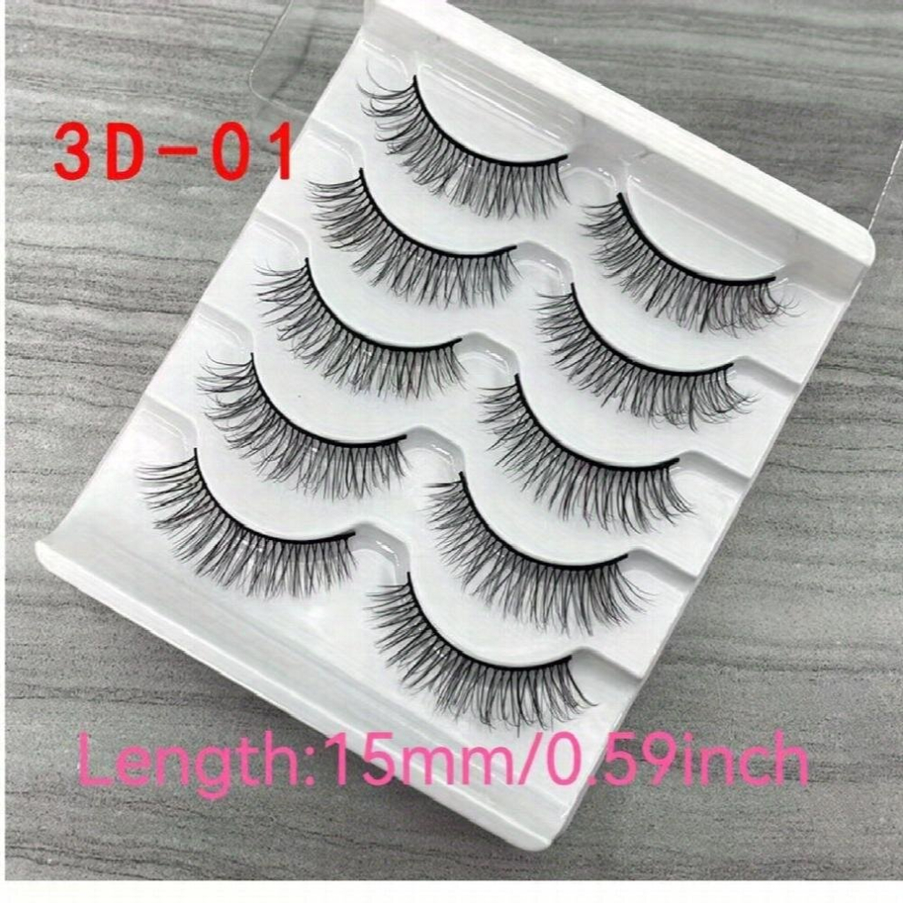 3D False Eyelashes Chemical Fiber Natural Bushy Lashes Simulated Multilayers Eyelashes 5 Pairs