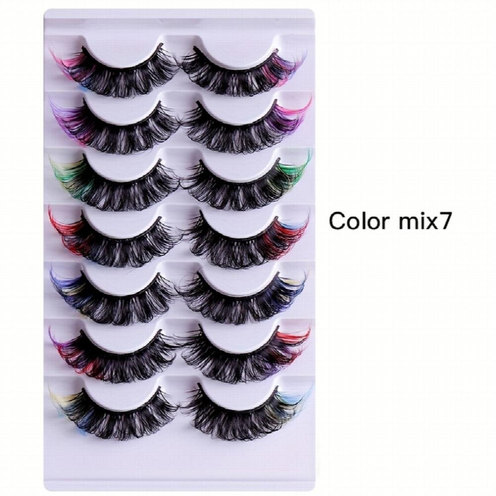 Multicoloured 7 Pairs Colored False Eyelashes Thick Curling Simulated Chemical Fiber D Curling Eye Lashes