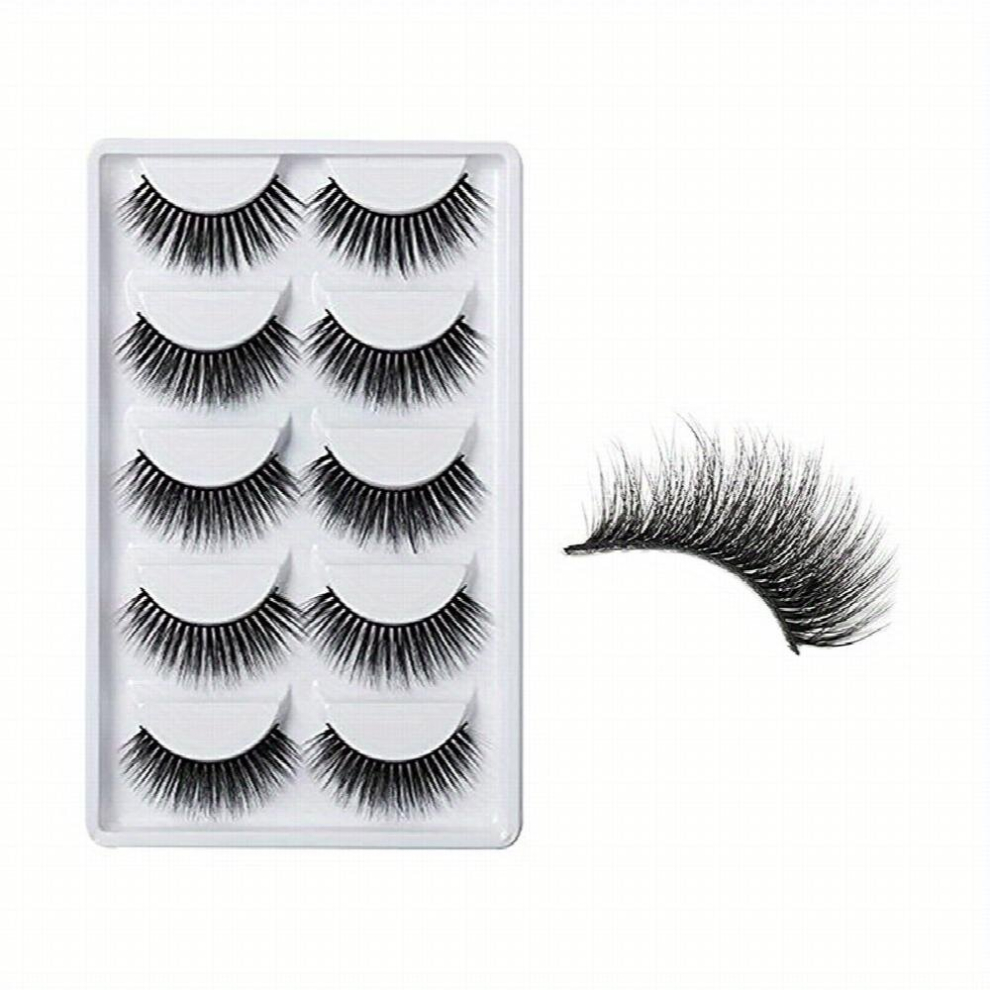 5 Pairs Chemical Fiber Eyelashes Long Crossed Eyelashes 3D Long Natural False Eyelashes